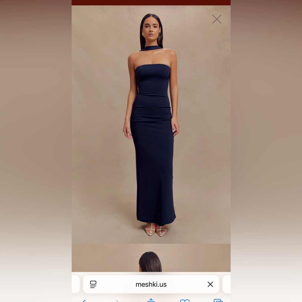 Meshki Velma Halter Collar Maxi Dress - Dark Navy